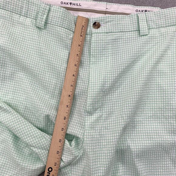 Oak Hill Classic Seersucker Shorts Mens Size 48 Green Gingham Plaid Inseam 9" - Picture 8 of 16